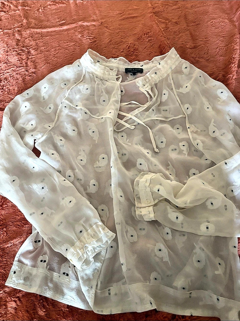 rag & bone Floral Blouse in White